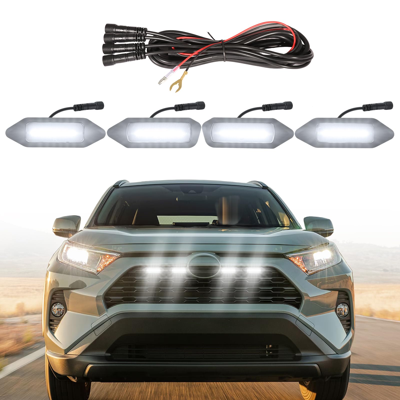 LED Grille Lights for Toyota RAV4 2020-2025 | 4-Piece LED Grille Light Kit